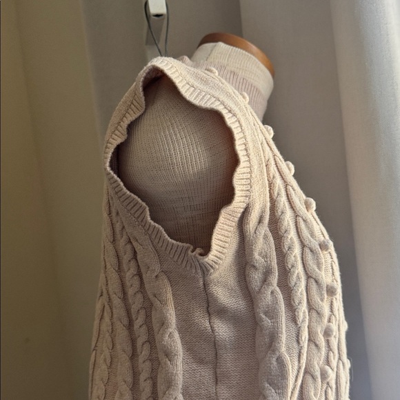 Women's Cable Knit Sweater- Cream - Picture 3 of 6